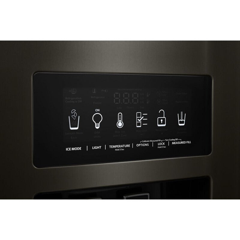 KITCHENAID 19.9 cu ft. Counter-Depth Side-by-Side Refrigerator with Exterior Ice and Water and PrintShield finish - Black Stainless Steel with PrintShield™ Finish (KRSC700HBS)
