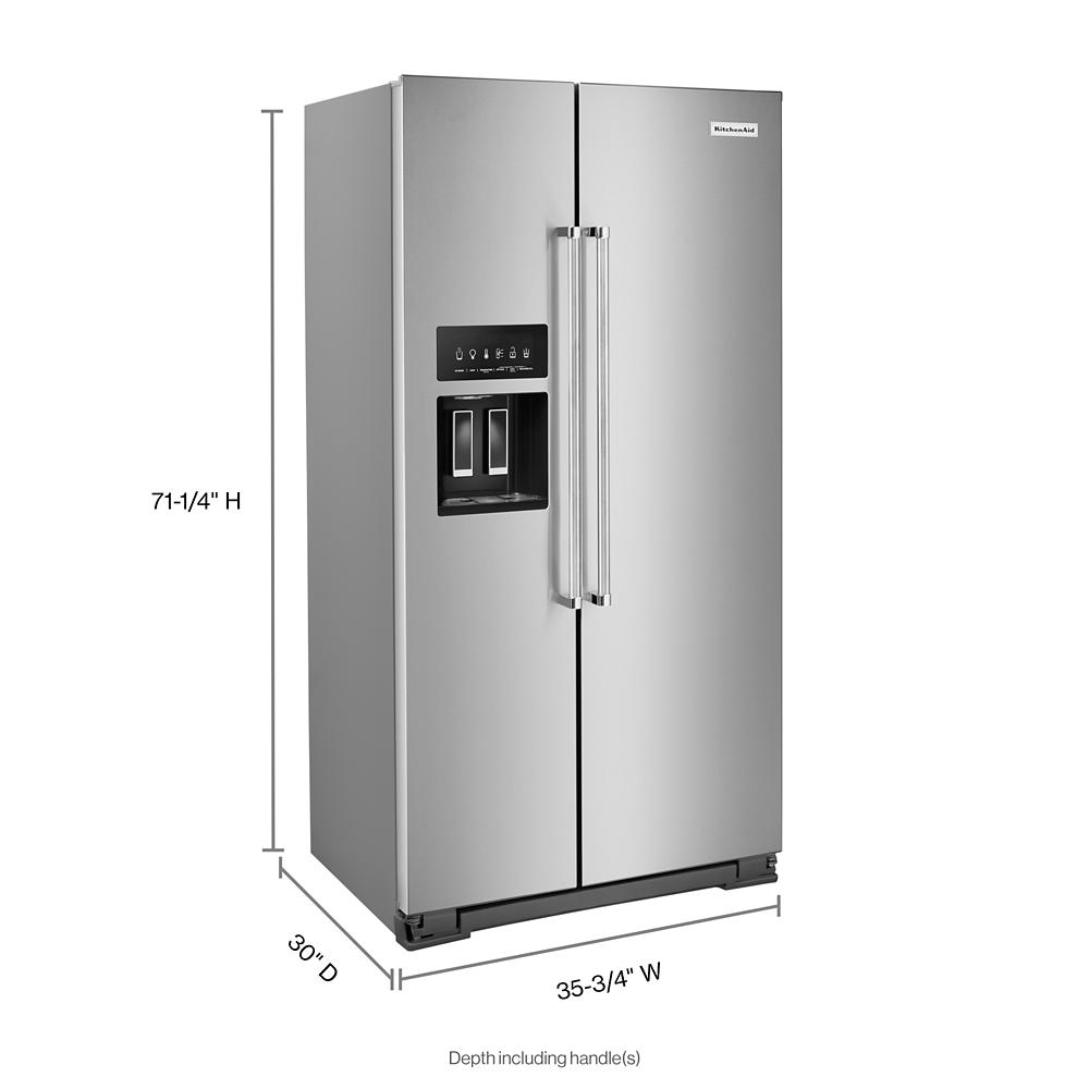 KITCHENAID 22.6 cu ft. Side-by-Side Refrigerator with Exterior Ice and Water and PrintShield™ finish - Stainless Steel with PrintShield™ Finish (KRSC703HPS)