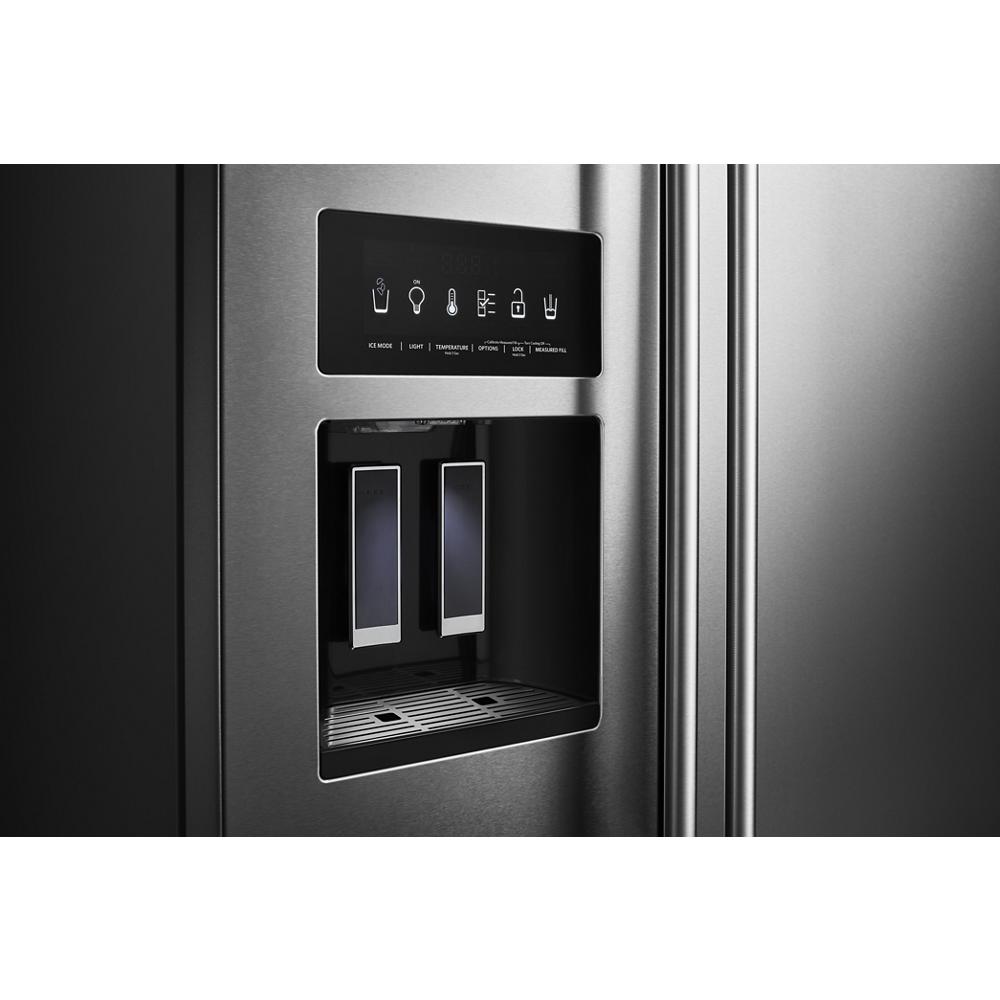 KITCHENAID 22.6 cu ft. Side-by-Side Refrigerator with Exterior Ice and Water and PrintShield™ finish - Stainless Steel with PrintShield™ Finish (KRSC703HPS)
