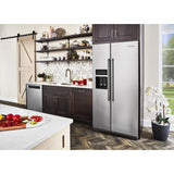 KITCHENAID 22.6 cu ft. Side-by-Side Refrigerator with Exterior Ice and Water and PrintShield™ finish - Stainless Steel with PrintShield™ Finish (KRSC703HPS)