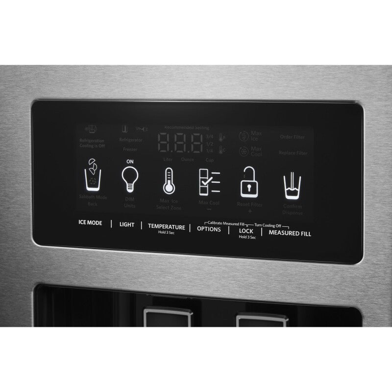 KITCHENAID 24.8 cu ft. Side-by-Side Refrigerator with Exterior Ice and Water and PrintShield finish - Stainless Steel with PrintShield™ Finish (KRSF705HPS)