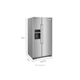 KITCHENAID 24.8 cu ft. Side-by-Side Refrigerator with Exterior Ice and Water and PrintShield finish - Stainless Steel with PrintShield™ Finish (KRSF705HPS)