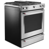 KitchenAid 30" 5-Burner Dual Fuel Convection Slide-In Range with Baking Drawer - Stainless Steel (KSDB900ESS)