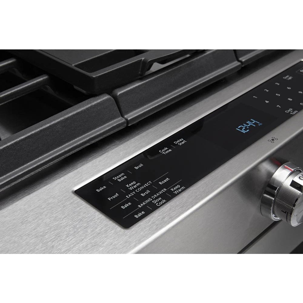 KITCHENAID  30-inch 5-burner Dual Fuel Convection Slide-in Range With Baking Drawer - Stainless Steel (KSDB900ESS)