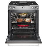 KITCHENAID  30-inch 5-burner Dual Fuel Convection Slide-in Range With Baking Drawer - Stainless Steel (KSDB900ESS)