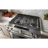 KITCHENAID  30-inch 5-burner Dual Fuel Convection Slide-in Range With Baking Drawer - Stainless Steel (KSDB900ESS)