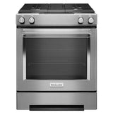KitchenAid  30" 4-Burner Dual Fuel Downdraft Slide-In Range - Stainless Steel (KSDG950ESS)