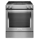 KitchenAid  30" 4-Burner Dual Fuel Downdraft Slide-In Range - Stainless Steel (KSDG950ESS)