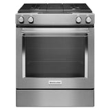 KitchenAid  30-inch 4-burner Dual Fuel Downdraft Slide-in Range - Stainless Steel (KSDG950ESS)