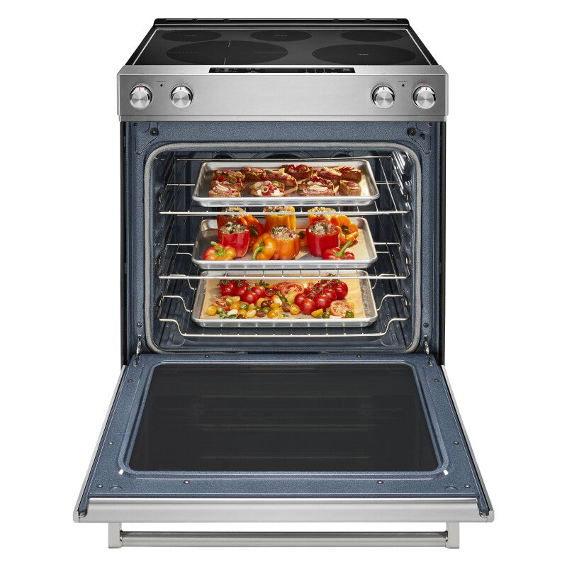 KITCHENAID 30" 5-Element Electric Slide-In Convection Range - Stainless Steel (KSEG700ESS)
