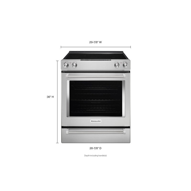 KITCHENAID 30" 5-Element Electric Slide-In Convection Range - Stainless Steel (KSEG700ESS)