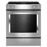 KITCHENAID  30-inch 4-element Electric Downdraft Slide-in Range - Stainless Steel (KSEG950ESS)