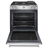 KITCHENAID  30-inch 5 Burner Gas Convection Slide-in Range With Baking Drawer - Stainless Steel (KSGB900ESS)