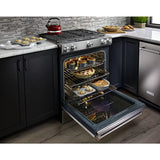 KITCHENAID  30-inch 5 Burner Gas Convection Slide-in Range With Baking Drawer - Stainless Steel (KSGB900ESS)