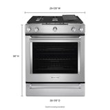KITCHENAID  30-inch 5 Burner Gas Convection Slide-in Range With Baking Drawer - Stainless Steel (KSGB900ESS)