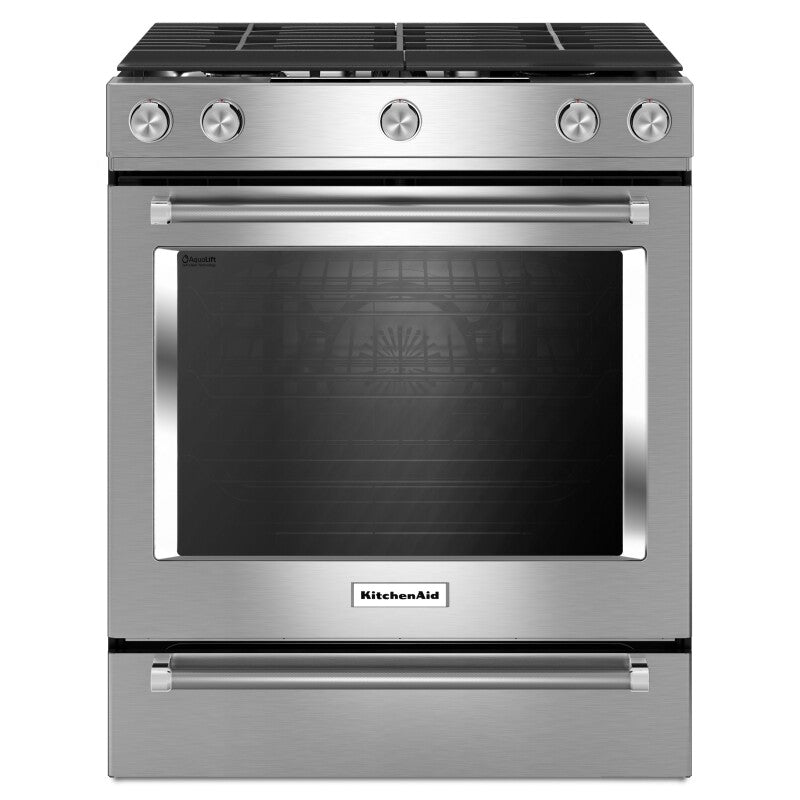 KITCHENAID 30" 5-Burner Gas Slide-In Convection Range - Stainless Steel (KSGG700ESS)