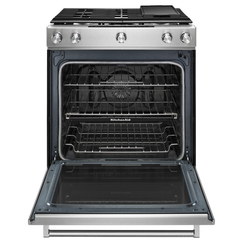 KITCHENAID 30" 5-Burner Gas Slide-In Convection Range - Stainless Steel (KSGG700ESS)