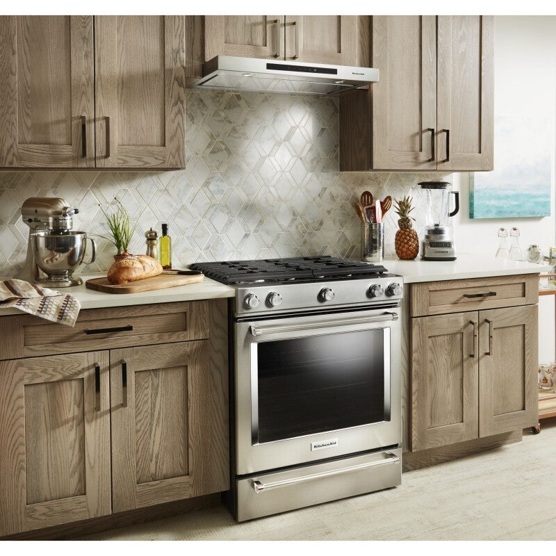 KITCHENAID 30" 5-Burner Gas Slide-In Convection Range - Stainless Steel (KSGG700ESS)
