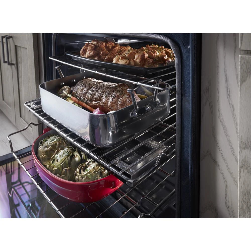 KitchenAid  30-Inch 5-Burner Gas Slide-In Convection Range - Stainless Steel (KSGG700ESS)