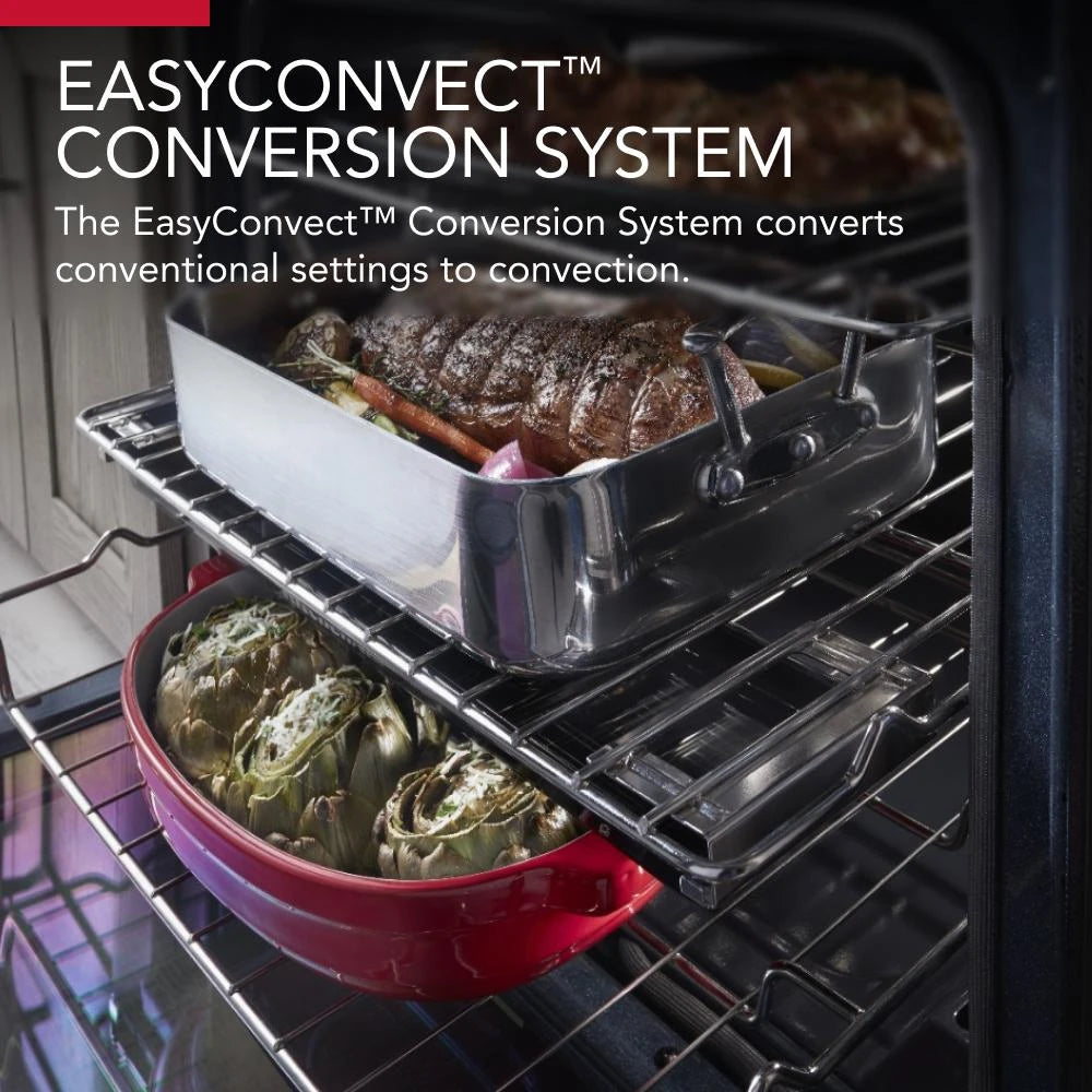 KitchenAid  30-Inch 5-Burner Gas Slide-In Convection Range - Stainless Steel (KSGG700ESS)