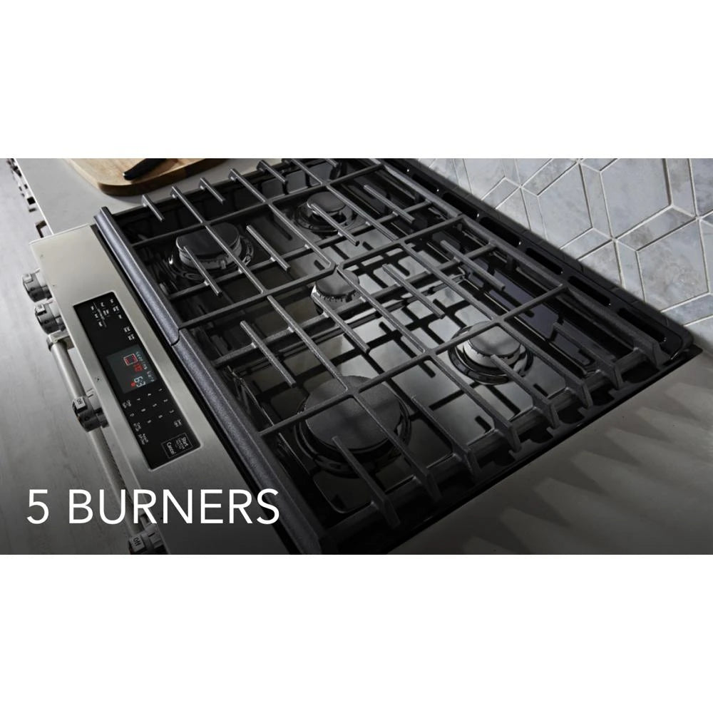 KitchenAid  30-Inch 5-Burner Gas Slide-In Convection Range - Stainless Steel (KSGG700ESS)