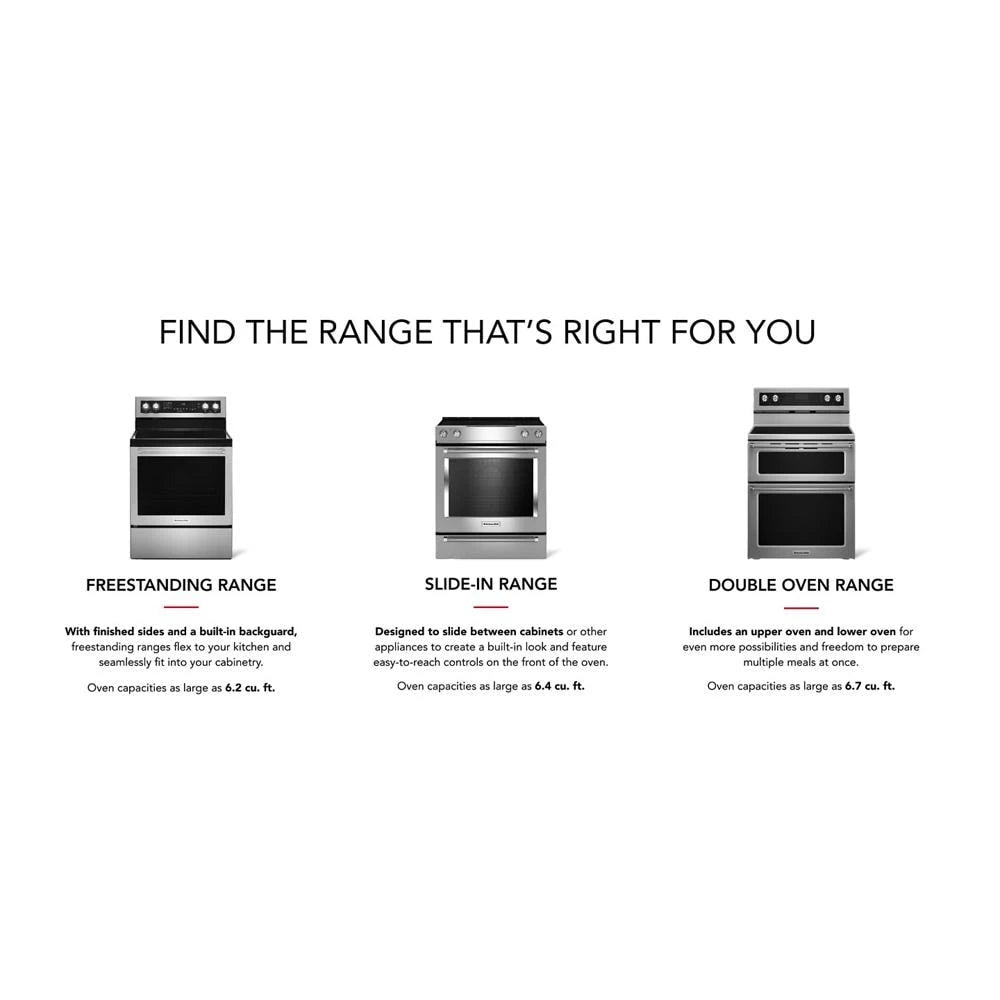 KitchenAid  30-Inch 5-Burner Gas Slide-In Convection Range - Stainless Steel (KSGG700ESS)
