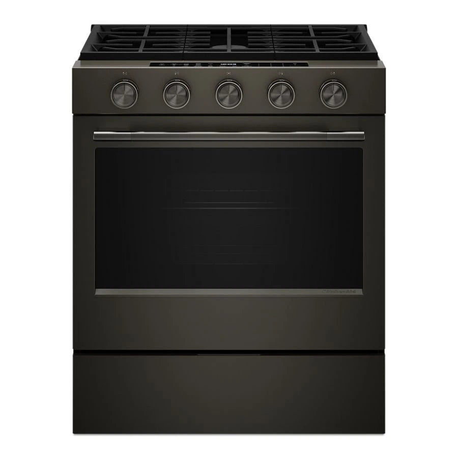 KITCHENAID  5.0 Cu. Ft. Smart Slide-in Gas Range With Convection Cooking Modes And 2-in-1 Burner - Black Ore (KSGS530SBE)