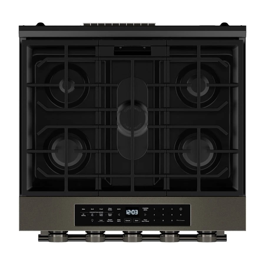 KITCHENAID  5.0 Cu. Ft. Smart Slide-in Gas Range With Convection Cooking Modes And 2-in-1 Burner - Black Ore (KSGS530SBE)