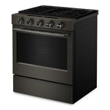 KITCHENAID  5.0 Cu. Ft. Smart Slide-in Gas Range With Convection Cooking Modes And 2-in-1 Burner - Black Ore (KSGS530SBE)