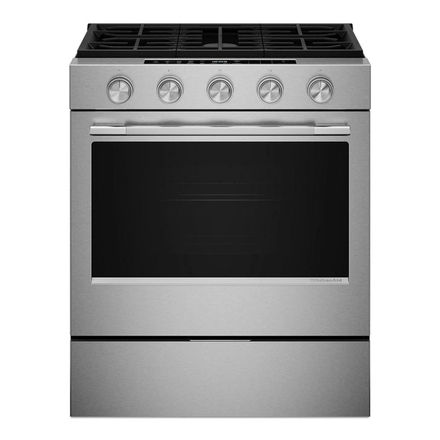 KITCHENAID  KITCHENAID RANGE GAS 30" SLIDE-IN CONV - PrintShield™ Stainless Finish (KSGS530SPS)