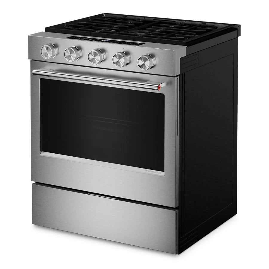 KITCHENAID  KITCHENAID RANGE GAS 30" SLIDE-IN CONV - PrintShield™ Stainless Finish (KSGS530SPS)