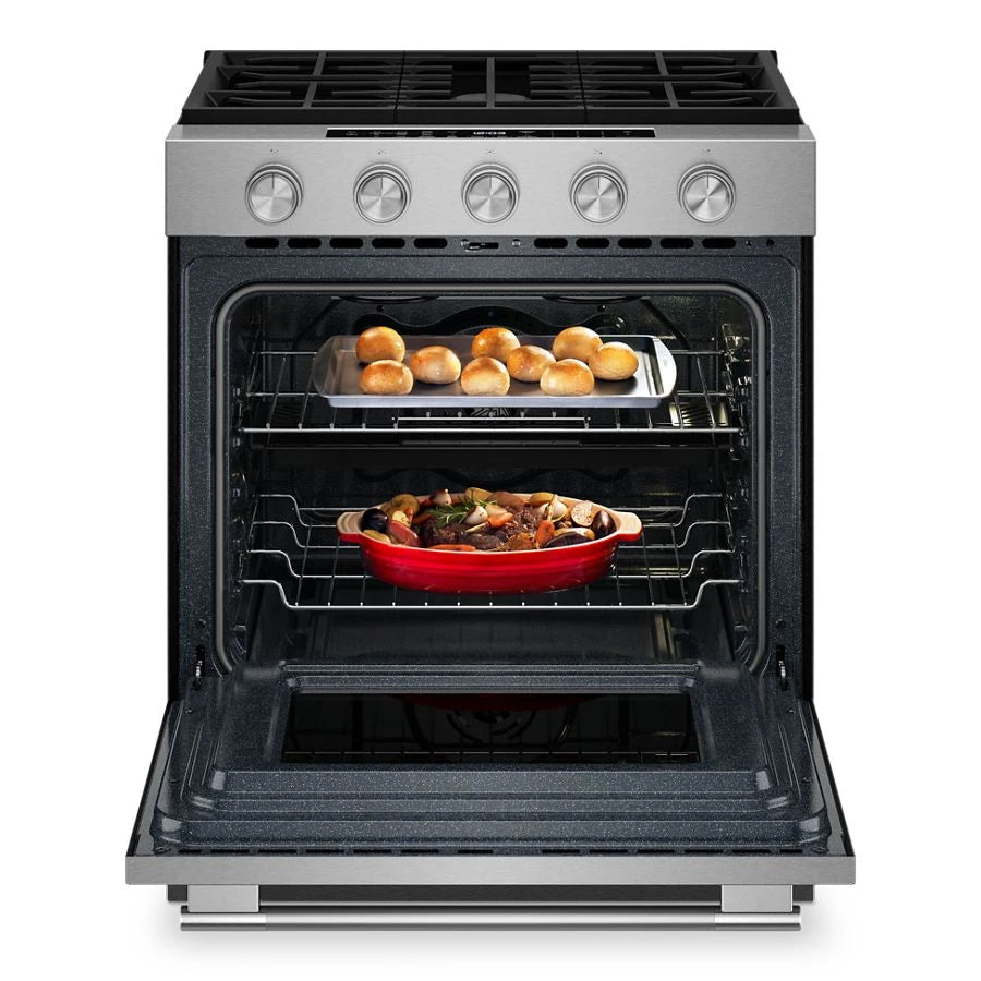 KITCHENAID  KITCHENAID RANGE GAS 30" SLIDE-IN CONV - PrintShield™ Stainless Finish (KSGS530SPS)