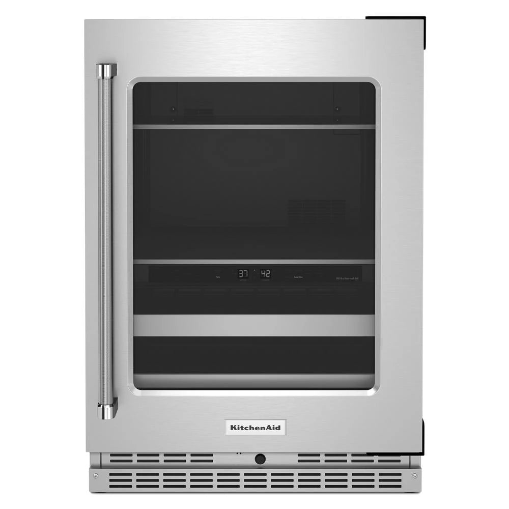 KitchenAid  24" Beverage Center with Glass Door and Metal-Front Racks - Stainless Steel (KUBR314KSS)