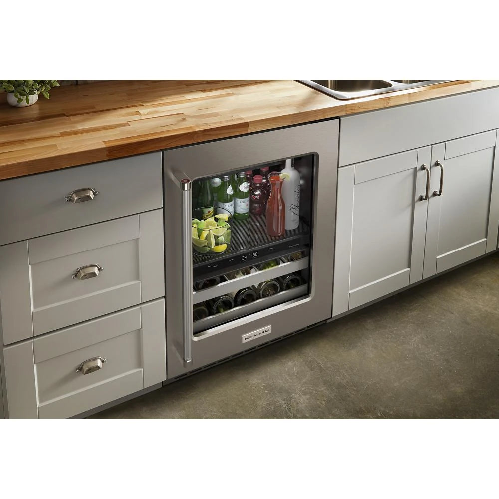 KitchenAid  24" Beverage Center with Glass Door and Metal-Front Racks - Stainless Steel (KUBR314KSS)
