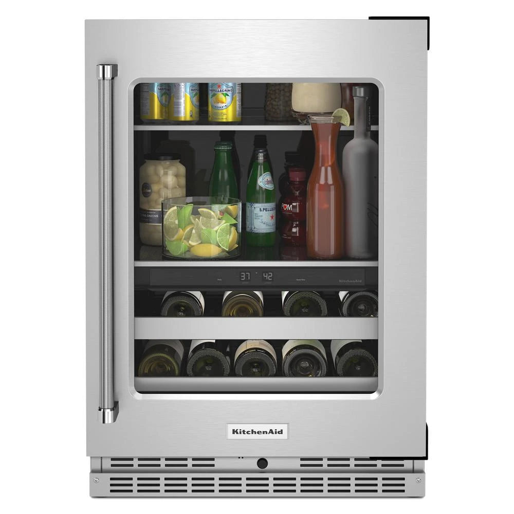 KitchenAid  24" Beverage Center with Glass Door and Metal-Front Racks - Stainless Steel (KUBR314KSS)