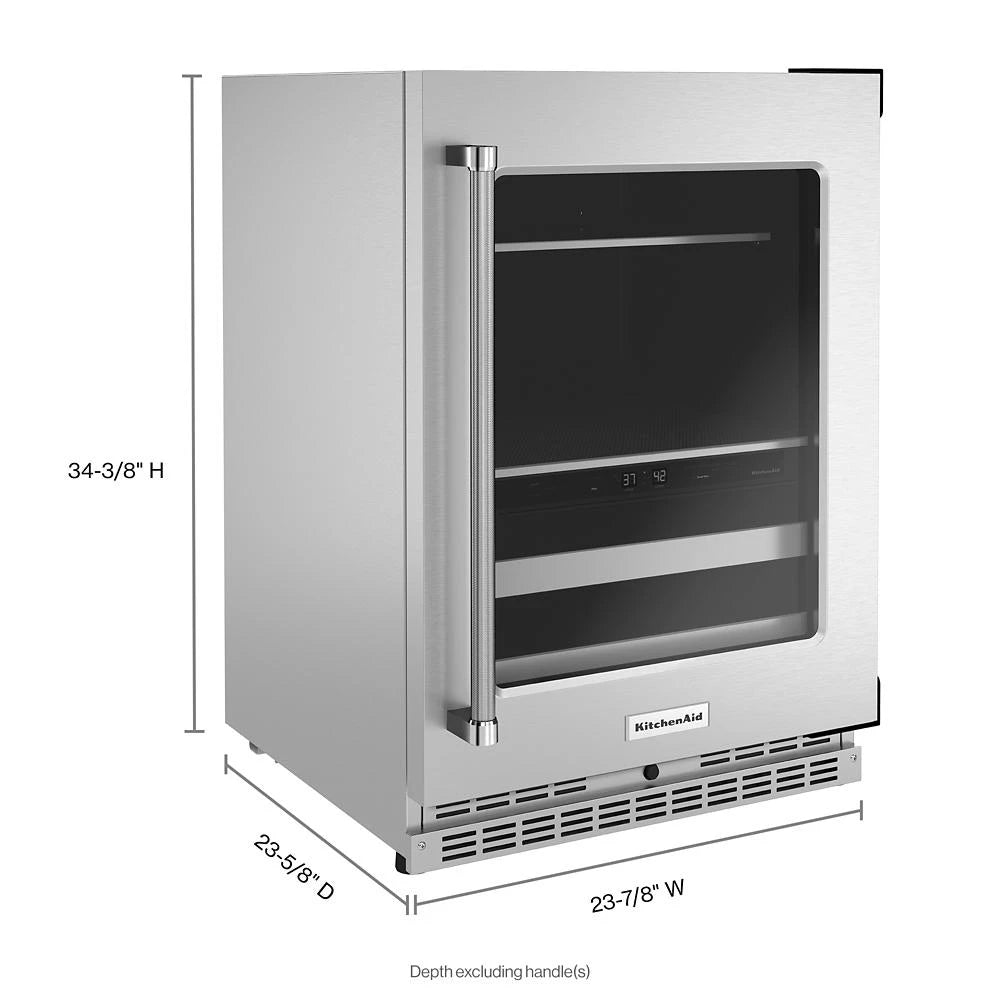 KitchenAid  24" Beverage Center with Glass Door and Metal-Front Racks - Stainless Steel (KUBR314KSS)