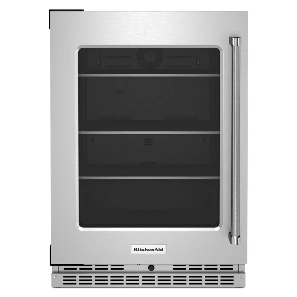 KITCHENAID  24" Undercounter Refrigerator with Glass Door and Shelves with Metallic Accents - Stainless Steel (KURL314KSS)