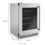 KITCHENAID  24" Undercounter Refrigerator with Glass Door and Shelves with Metallic Accents - Stainless Steel (KURL314KSS)