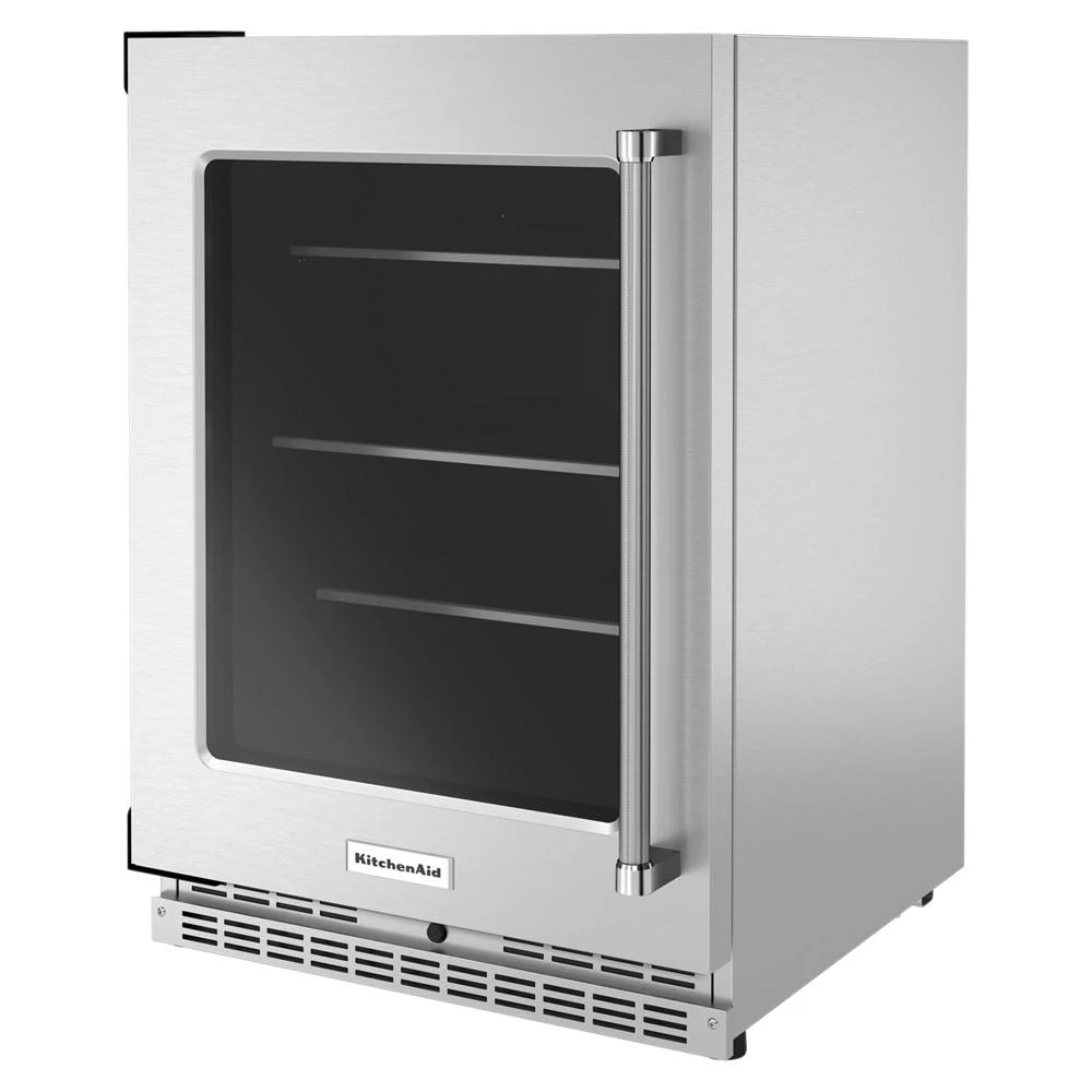KITCHENAID  24" Undercounter Refrigerator with Glass Door and Shelves with Metallic Accents - Stainless Steel (KURL314KSS)