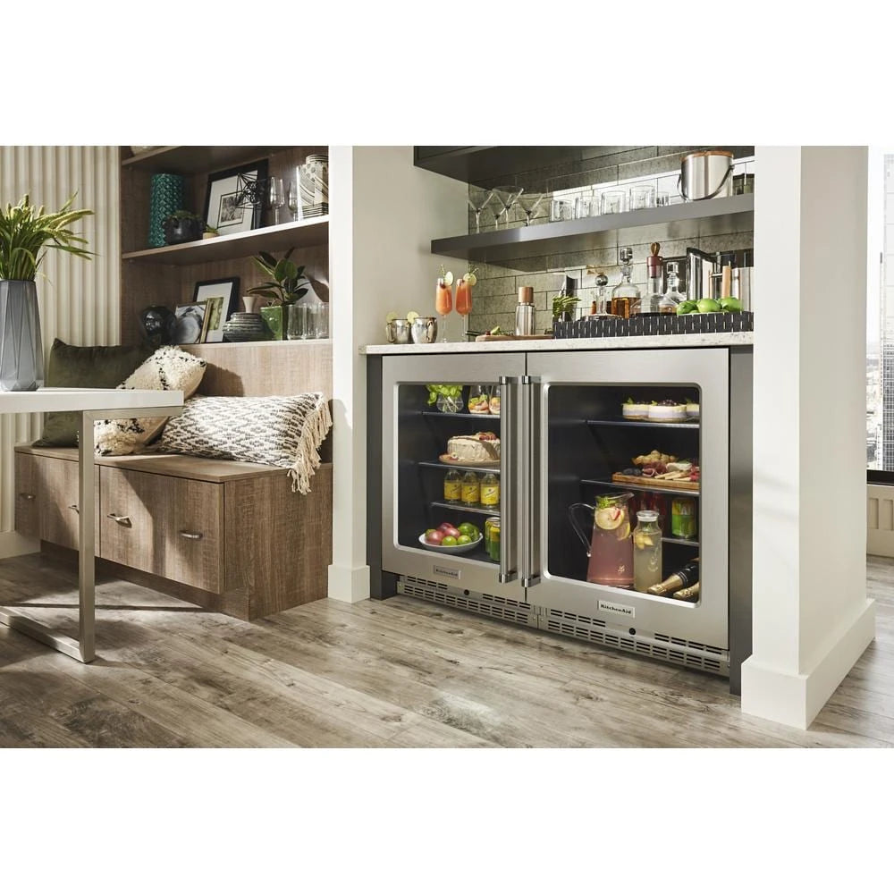 KITCHENAID  24" Undercounter Refrigerator with Glass Door and Shelves with Metallic Accents - Stainless Steel (KURL314KSS)