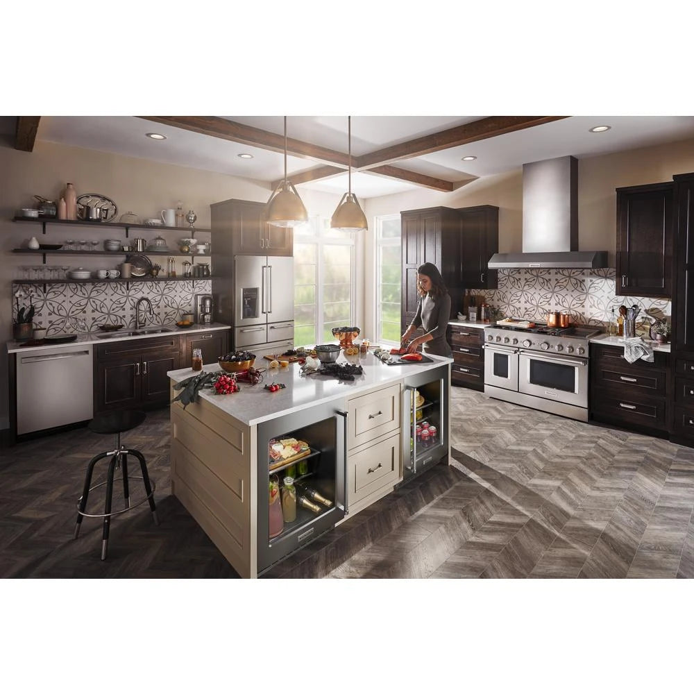 KITCHENAID  24" Undercounter Refrigerator with Glass Door and Shelves with Metallic Accents - Stainless Steel (KURL314KSS)