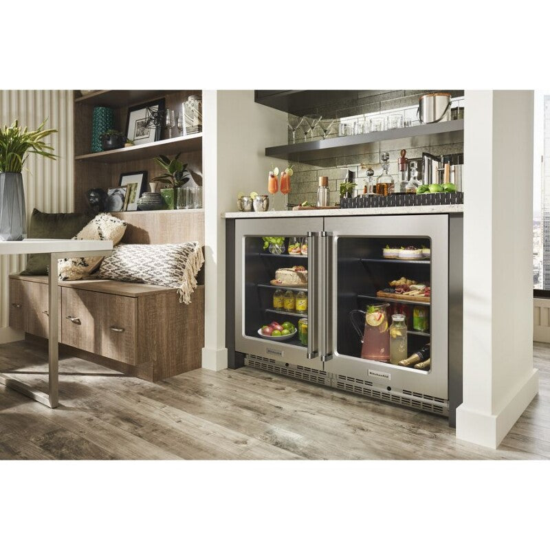 KITCHENAID 24" Undercounter Refrigerator with Glass Door and Shelves with Metallic Accents - Stainless Steel (KURL314KSS)