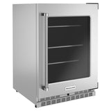 KITCHENAID 24" Undercounter Refrigerator with Glass Door and Shelves with Metallic Accents - Stainless Steel (KURR314KSS)