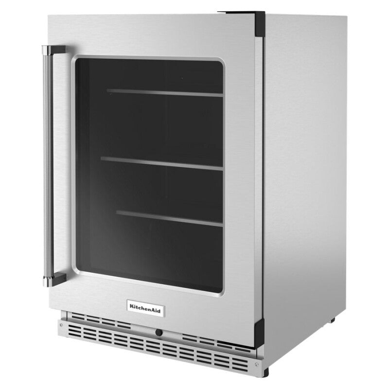 KITCHENAID 24" Undercounter Refrigerator with Glass Door and Shelves with Metallic Accents - Stainless Steel (KURR314KSS)