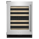 KITCHENAID  24" Undercounter Wine Cellar with Glass Door and Wood-Front Racks - Stainless Steel (KUWL214KSB)