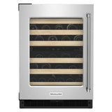 KITCHENAID  24" Undercounter Wine Cellar with Glass Door and Wood-Front Racks - Stainless Steel (KUWL214KSB)