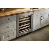 KITCHENAID  24" Undercounter Wine Cellar with Glass Door and Wood-Front Racks - Stainless Steel (KUWL214KSB)