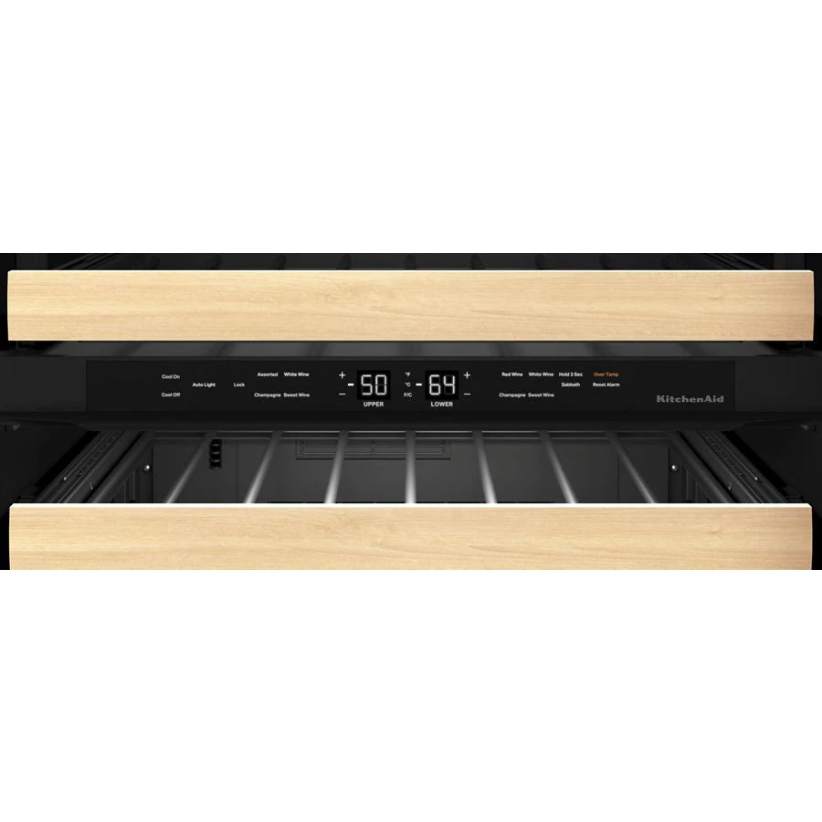 KitchenAid  24" Undercounter Wine Cellar with Glass Door and Wood-Front Racks - Stainless Steel (KUWL214KSB)