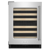 KitchenAid 24" Undercounter Wine Cellar with Glass Door and Wood-Front Racks - Stainless Steel (KUWL214KSB)