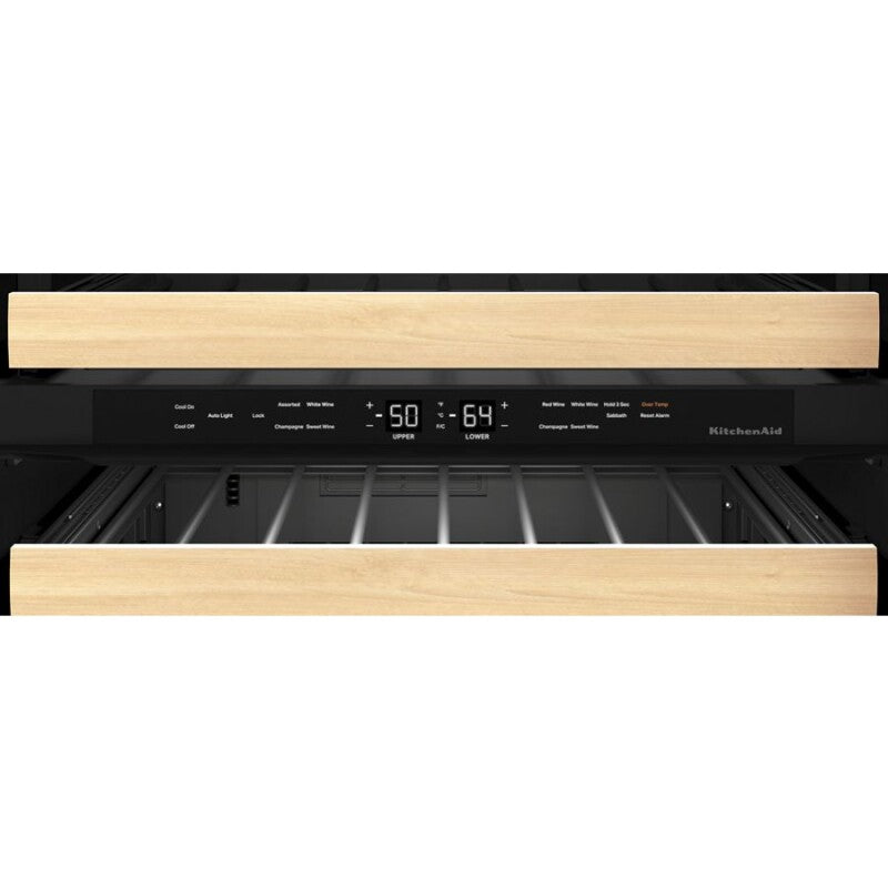 KitchenAid 24" Undercounter Wine Cellar with Glass Door and Wood-Front Racks - Stainless Steel (KUWR214KSB)